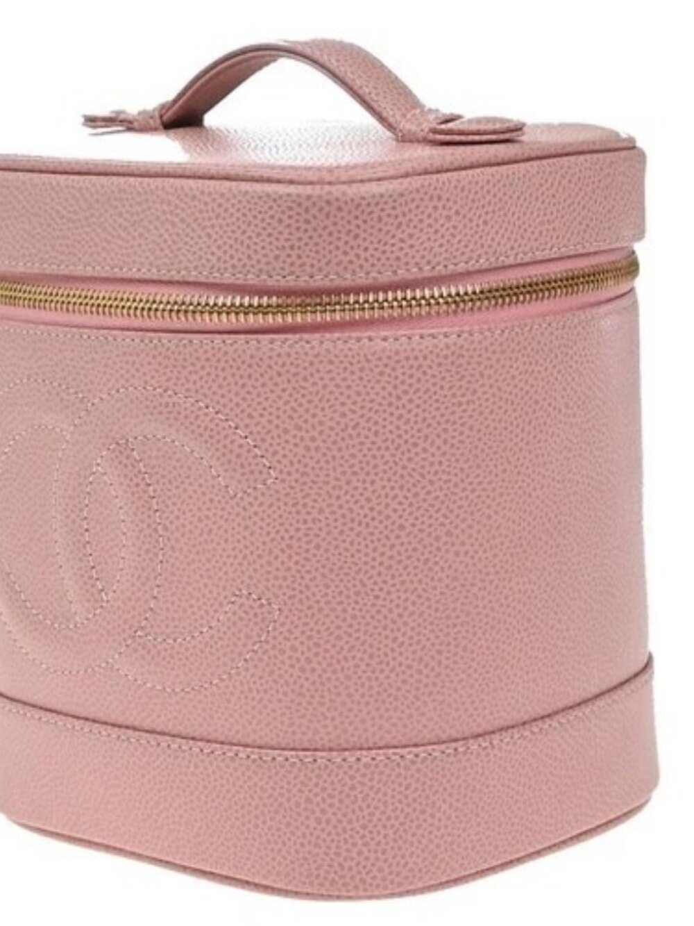 CHANEL CC Logo Cosmetic Vanity Hand Bag Grained Calfskin Leather Pink 674RP132 - Picture 2 of 16
